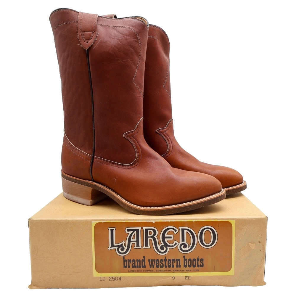 Laredo Vintage Western Boots Mens 9EE Brown Leather Deadstock NWT